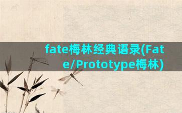 fate梅林经典语录(Fate\/Prototype梅林)